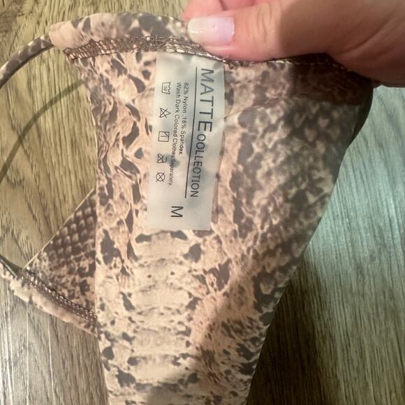NWOT Matte swim brown snake print high waisted bikini swim bottom size medium - Picture 3 of 4